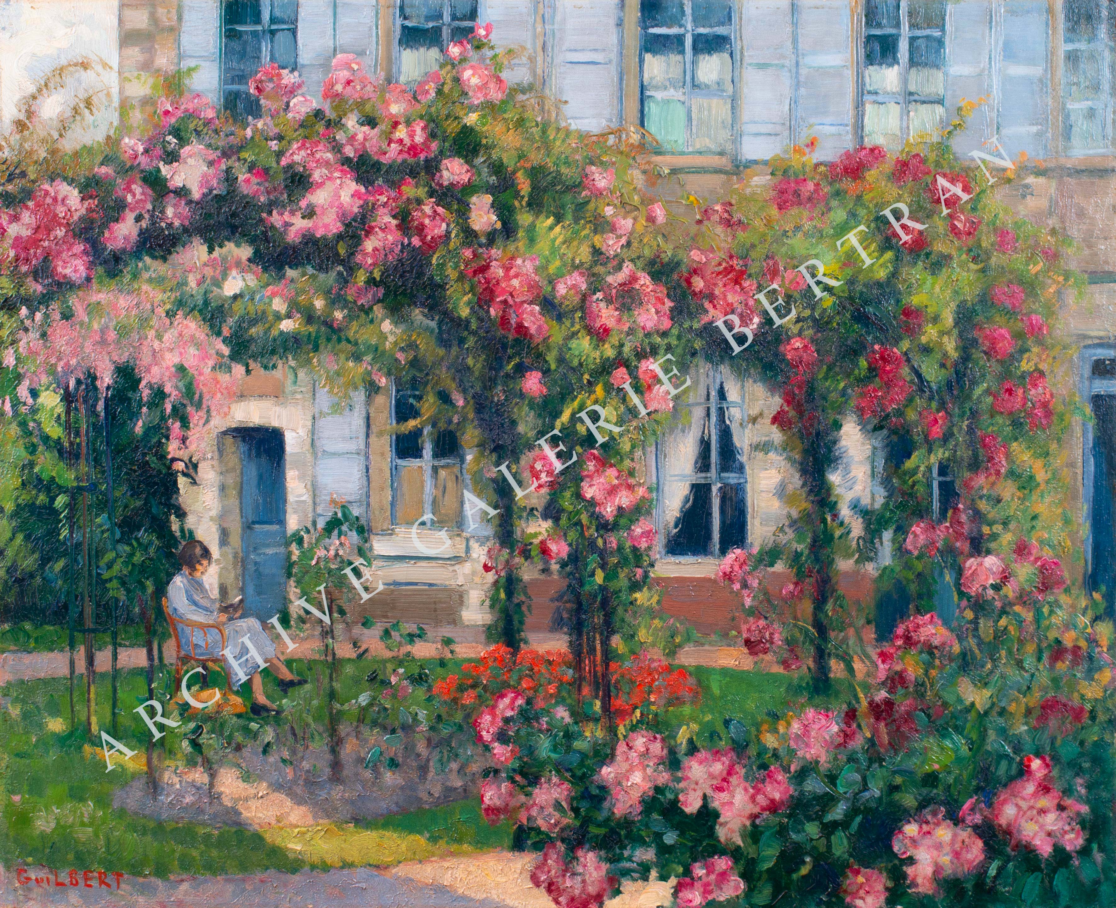 Lecture sous les rosiers